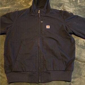 Carhartt Washed Duck Insulated Active Jac Size Large Men's Black Quilted Lined